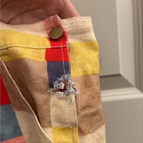 SM Wardrobe Overalls Multicolor Pattern Gingham Check Square Pants Jumpsuit Pink - Picture 6 of 7